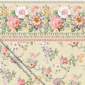(image for) Simply Rose Flora Pattern Miniature Wallpaper for Dollhouses
