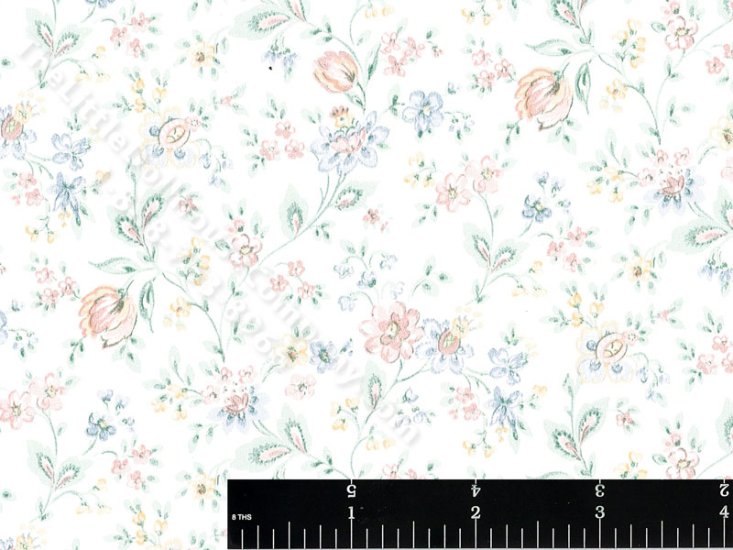 (image for) Peach Flower Vine Miniature Wallpaper for Dollhouses