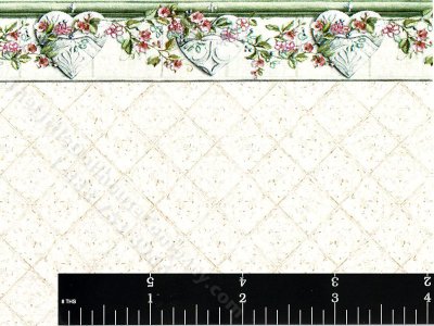(image for) Dollhouse Scale Model Wallpaper Diamond Tile and Heart