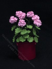 (image for) Miniature Pink Geraniums in Pot by Mini Creations by Judy
