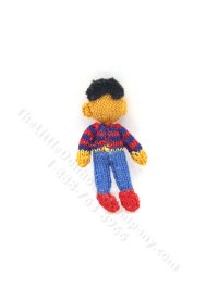 (image for) Miniature Handknit Sesame Street Ernie Doll by Helen Palenski