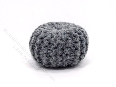 (image for) Miniature Dark Grey Yarn Ottoman for Dollhouses