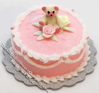 (image for) Dollhouse 1/2 Scale Model Teddy Bear Cake w/Roses