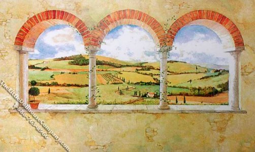 (image for) Tuscan Vista Scene Miniature Mural for Dollhouses