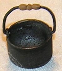 (image for) Miniature Pot, Wood Like Handle, Black For Dollhouses