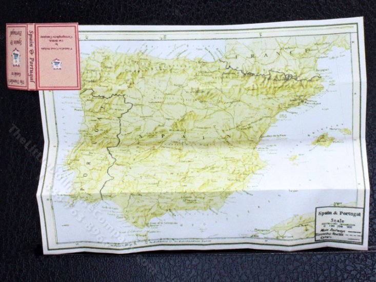 (image for) Miniature Map of Spain and Portugal for Dollhouses