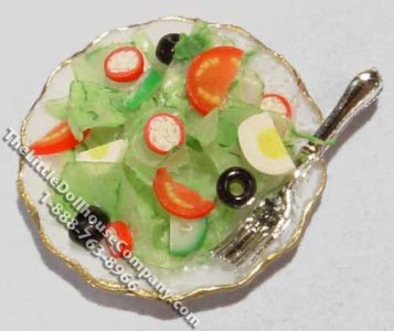 (image for) Dollhouse Scale Model Salad on Plate with Fork