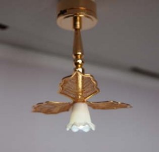 (image for) Miniature Brass Ceiling Fan with Tulip Light