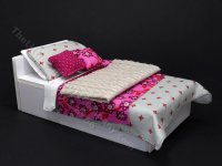 (image for) Miniature Pink and Beige Bedding for Dollhouses