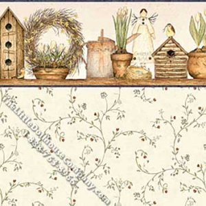 (image for) Angel Garden Shelf Pattern Miniature Wallpaper for Dollhouses