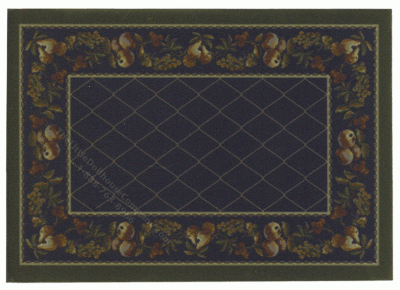 (image for) Miniature Small Scale Black Trellis Rug with Fruits