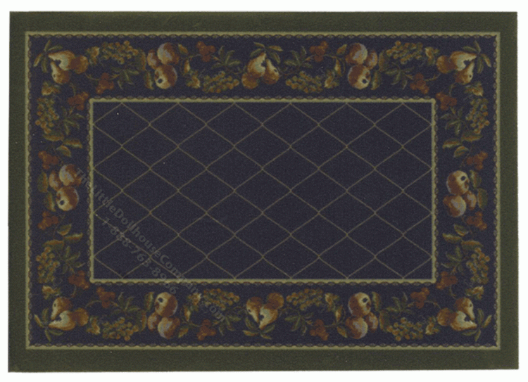 (image for) Miniature Small Scale Black Trellis Rug with Fruits