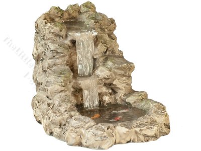 (image for) Miniature Rock Waterfall w/3 Fish for Dollhouses