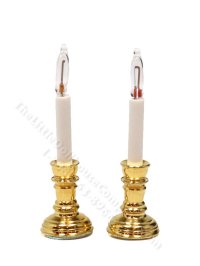 (image for) Miniature Working 12V Brass Candlesticks with Round Base