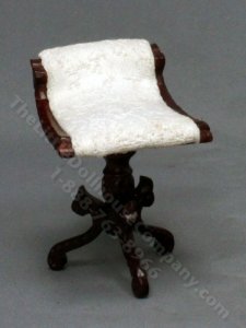 (image for) Miniature Mahogany Harp Organ or Piano Stool for Dollhouses