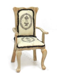 (image for) Miniature Arm Chair with Vintage Cushions by Sarah's Miniaturen
