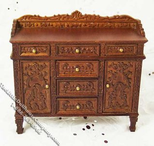 (image for) Miniature Walnut Sideboard for Dollhouses