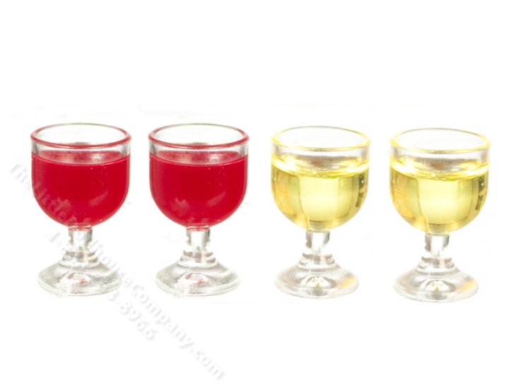 (image for) Miniature Set of Filled Wine Glasses for Dollhouses