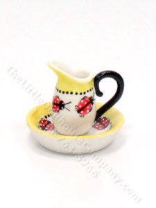 (image for) Miniature Ceramic Ladybug Pitcher and Wash Bowl