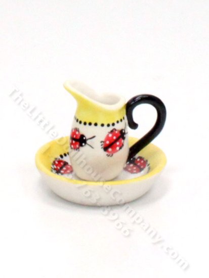 (image for) Miniature Ceramic Ladybug Pitcher and Wash Bowl