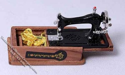 (image for) Dollhouse Scale Model Sewing Machine with Storage Compartment