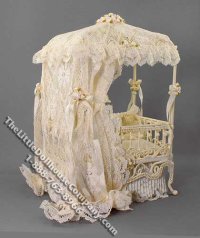 (image for) Miniature Peach Coloured Lace Covered Crib by Serena Johnson