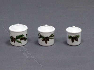 (image for) Miniature Pine Bough Canister Set for Dollhouses