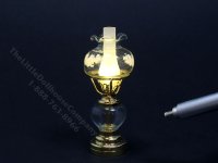 (image for) Miniature LED Glass Oil Lamp with Wand for Dollhouse - Brass