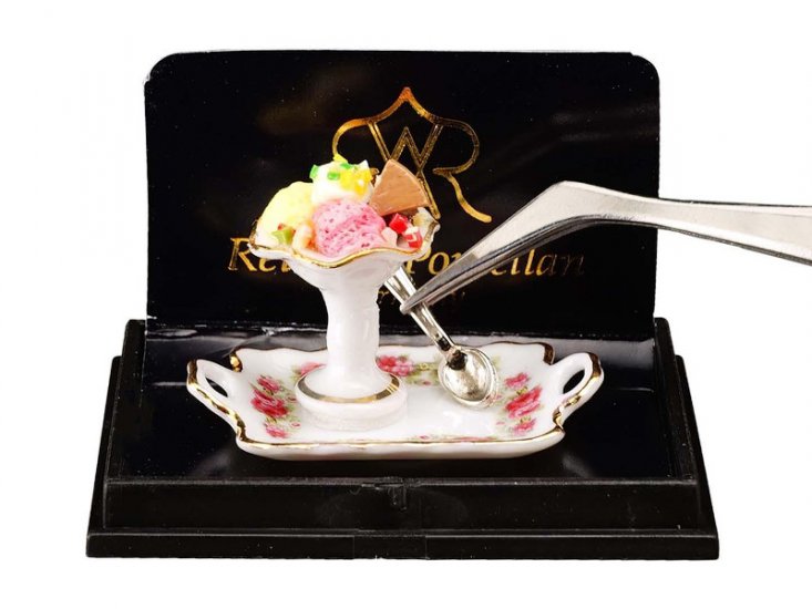 (image for) Miniature Ice Cream Sundae on Tray for Dollhouses