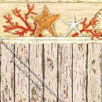 (image for) Starfish & Wood Pattern Miniature Wallpaper for Dollhouses