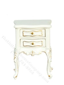 (image for) Miniature White American Victorian Nightstand for Dollhouses