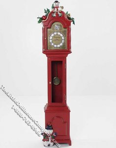 (image for) Miniature Christmas Themed Grandfather Clock for Dollhouses