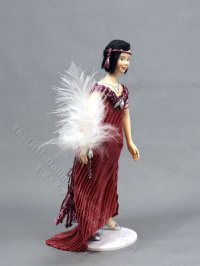 (image for) Miniature Handcrafted Vintage Flapper Woman in Long Dress