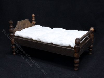 (image for) Miniature Walnut Twin Bed for Dollhouses