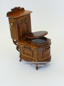 (image for) Miniature Walnut Wooden Toilet for Dollhouses