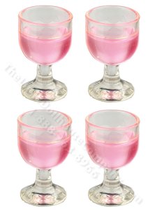 (image for) Miniature Set of 4 Rosé Filled Goblets for Dollhouses