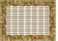 (image for) Miniature Plaid Rug with Floral Border