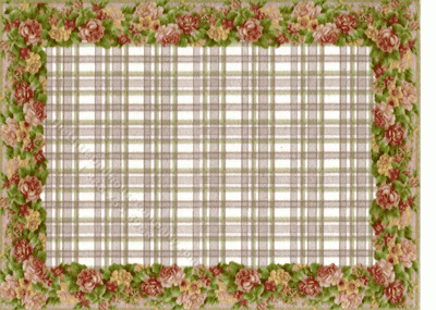 (image for) Miniature Plaid Rug with Floral Border