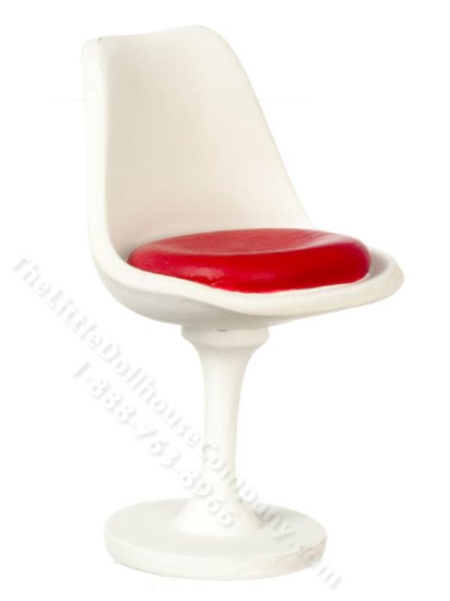 (image for) Miniature White and Red Tulip Chair for Dollhouses