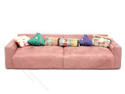 (image for) Miniature Modern Microsuede Sofa with Pillows by PRD Miniatures