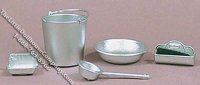 (image for) Miniature Rustic Silver Coloured Wash Accessories for Dollhouses