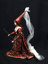 (image for) Miniature Handcrafted Vintage Medieval Woman in Red Hennin