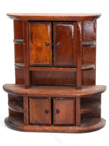 (image for) Vintage Miniature Walnut China Cabinet Hutch