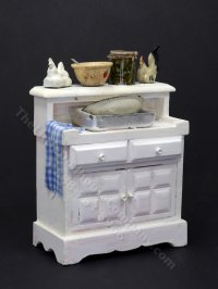(image for) Miniature Shabby Kitchen Hutch Cabinet for Dollhouses