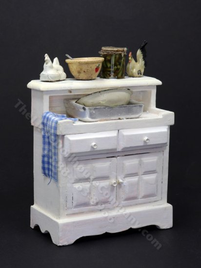 (image for) Miniature Shabby Kitchen Hutch Cabinet for Dollhouses
