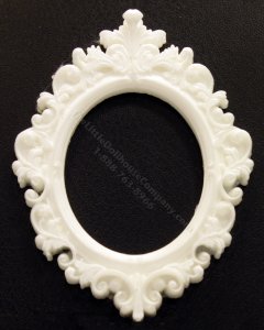 (image for) Miniature White Oval Baroque Picture Frame