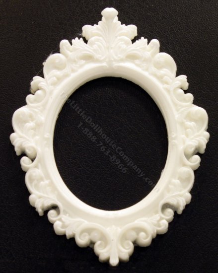 (image for) Miniature White Oval Baroque Picture Frame