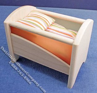 (image for) Miniature Modern Style Crib w/Bedding for Dollhouses