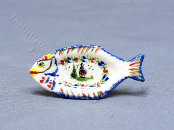 (image for) Miniature Porcelain Fish Quimper Man Platter by Janice Crawley