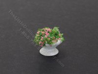 (image for) Miniature Small Ridged White Planter with Flowers
